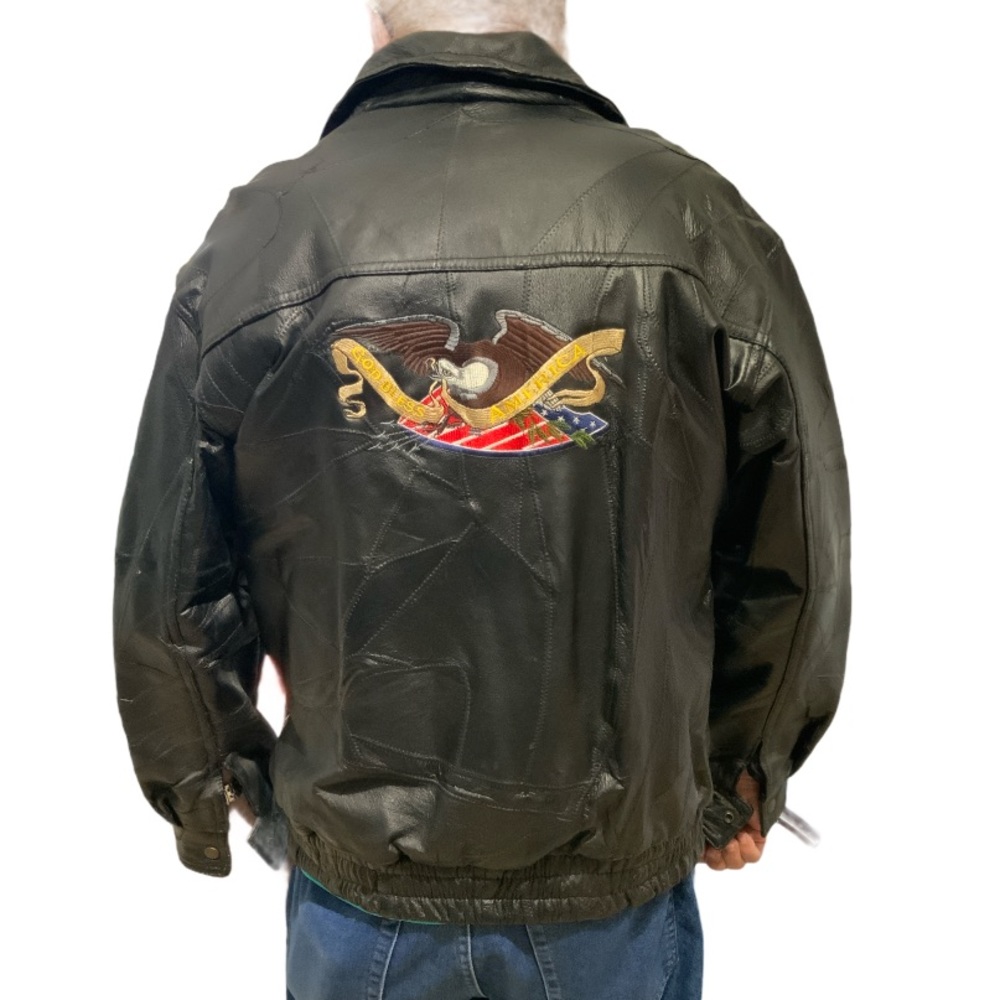 Men’s Leather Patchwork bomb…